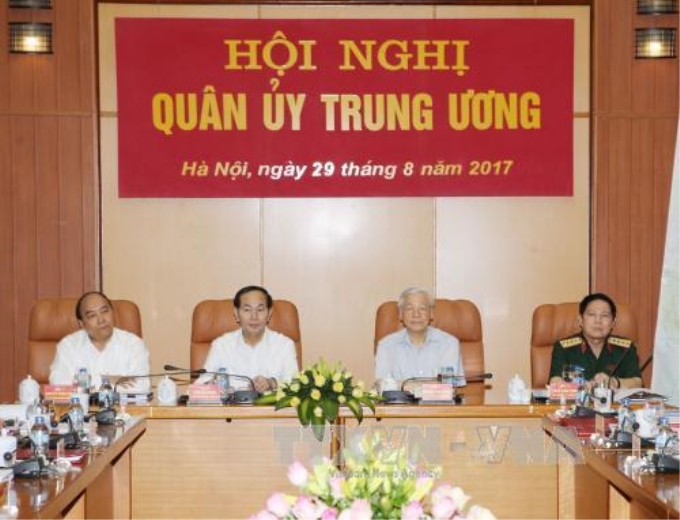 Tổng Bí thư Nguyễn Phú Trọng, Bí thư Quân ủy Trung ương chủ trì Hội nghị Quân ủy Trung ương. Ảnh: Trí Dũng/TTXVN