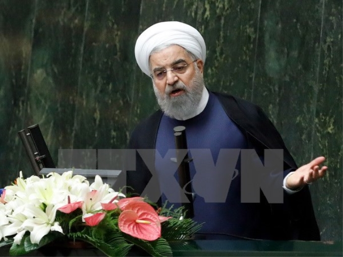 Tổng thống Iran Hassan Rouhani phát biểu tại phiên họp Quốc hội ở Tehran. (Nguồn: AFP/TTXVN)