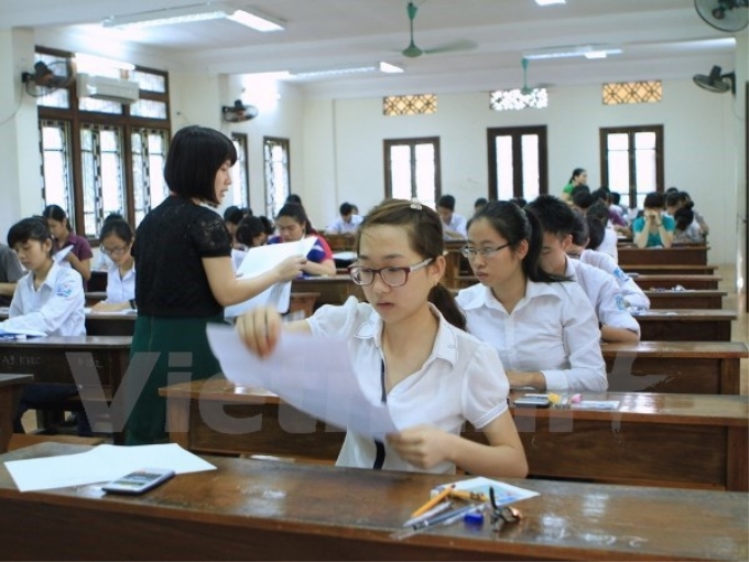 Thí sinh dự thi vào trường Đại học Ngoại thương. (Ảnh: Xuân Mai/Vietnam+)