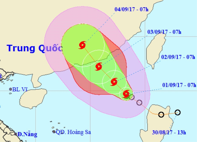 Hướng di chuyển của bão số 8. Ảnh: NCHMF.