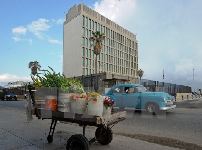 Quang cảnh Đại sứ quán Mỹ ở Havana (Cuba) ngày 17/12/2015. (Nguồn: AFP/TTXVN)