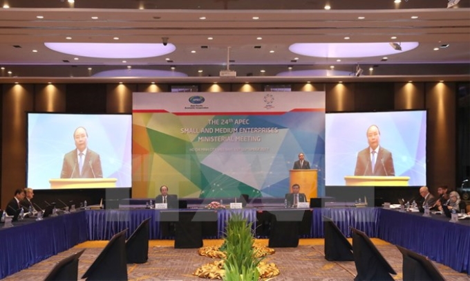 Thủ tướng Nguyễn Xuân Phúc phát biểu tại hội nghị. (Ảnh: Thống Nhất/TTXVN)