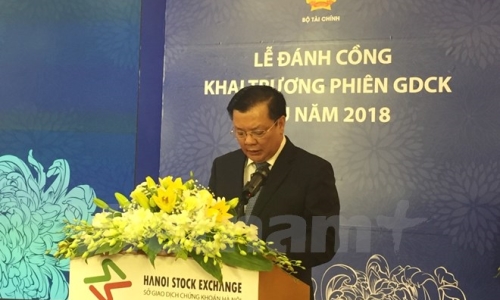 Đánh cồng khai trương phiên giao dịch chứng khoán đầu năm 2018