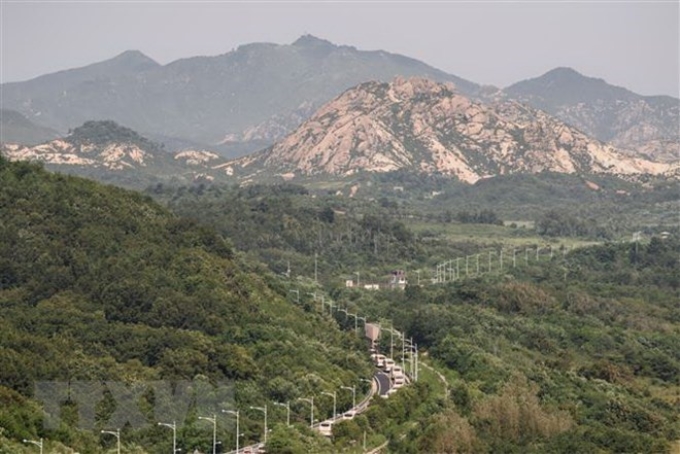 Quang cảnh Khu phi quân sự (DMZ) phân chia hai miền Triều Tiên tại Cheorwon, tỉnh Gangwon, Hàn Quốc. (Ảnh: Yonhap/TTXVN)