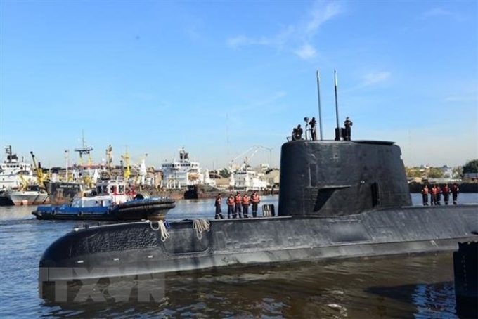 Tàu ngầm ARA San Juan tại cảng ở Buenos Aires, Argentina ngày 18/11/2014. (Ảnh: AFP/ TTXVN)