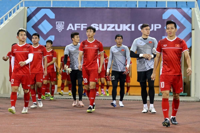 Các cầu thủ Đội tuyển Việt Nam trong trận gặp Malaysia tại AFF Cup 2018. (Ảnh: affsuzukicup.com)