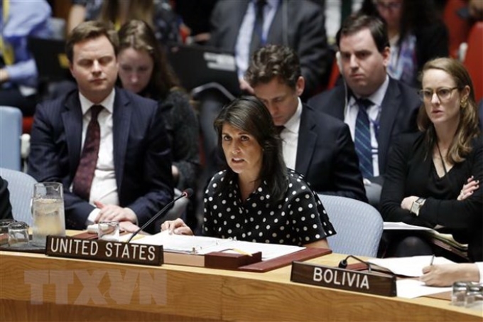 Đại sứ của Mỹ tại Liên hợp quốc, bà Nikki Haley. (Nguồn: THX/TTXVN)