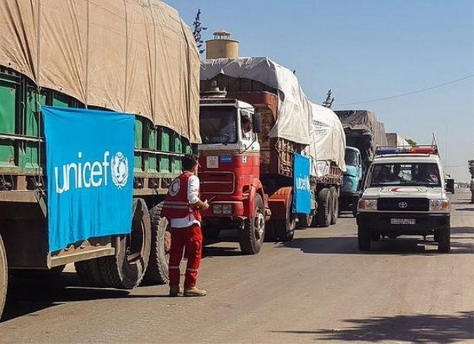 Đoàn xe chở hàng viện trợ cho Syria. (Nguồn: sbs.com.au)