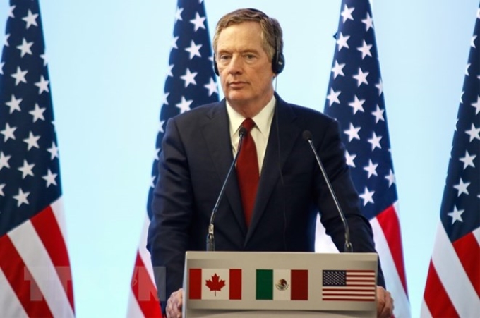 Đại diện Thương mại Mỹ Robert Lighthizer trong cuộc họp báo tại Mexico City, Mexico ngày 5/3. (Nguồn: THX/TTXVN)