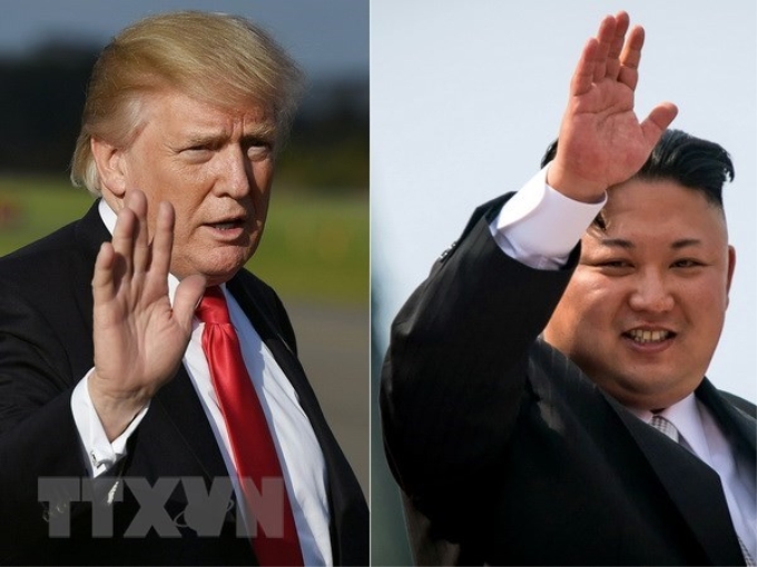 Tổng thống Mỹ Donald Trump (trái) và nhà lãnh đạo Triều Tiên Kim Jong-un. (Nguồn: AFP/TTXVN)