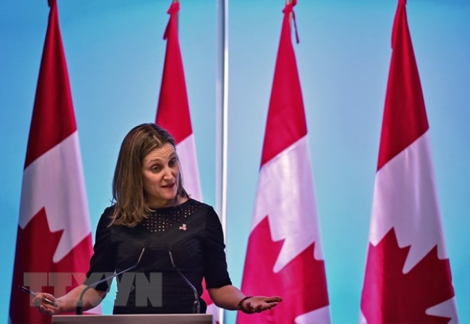 Ngoại trưởng Canada Chrystia Freeland. (Nguồn: AFP/TTXVN)