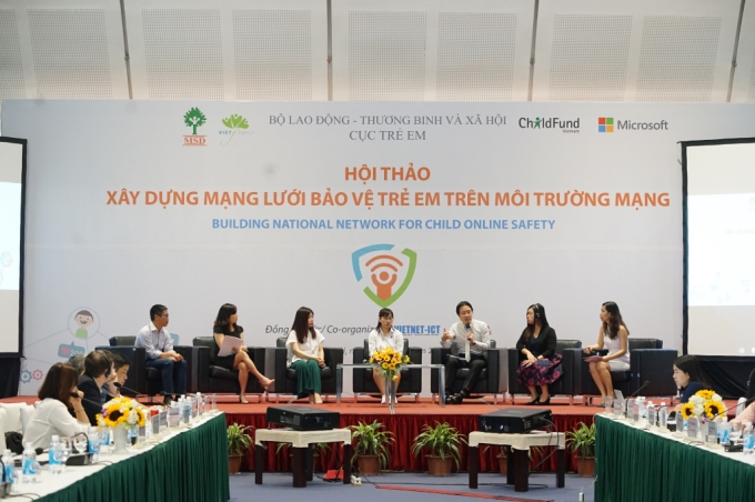 Quang cảnh Hội thảo Xây dựng mạng lưới bảo vệ trẻ em trên môi trường mạng (ảnh Kim Hoa)