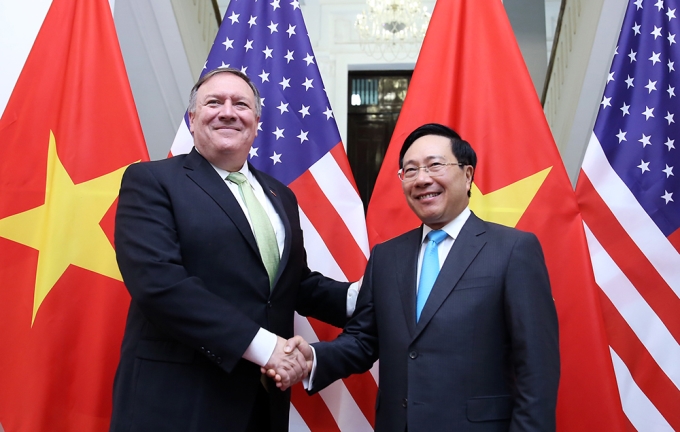 Phó Thủ tướng, Bộ trưởng Bộ Ngoại giao Phạm Bình Minh và Ngoại trưởng Hoa Kỳ Michael Pompeo - Ảnh: VGP/Hải Minh