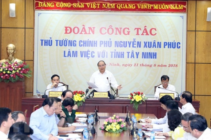 Thủ tướng Nguyễn Xuân Phúc phát biểu tại buổi làm việc. (Ảnh: TTXVN)