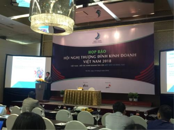 Quang cảnh họp báo giới thiệu Diễn đàn Kinh tế Thế giới về ASEAN 2018. Ảnh: TTXVN