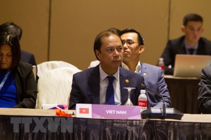 Thứ trưởng Bộ Ngoại giao Nguyễn Quốc Dũng, Trưởng SOM ASEAN-Việt Nam tham dự hội nghị. (Ảnh: TTXVN)