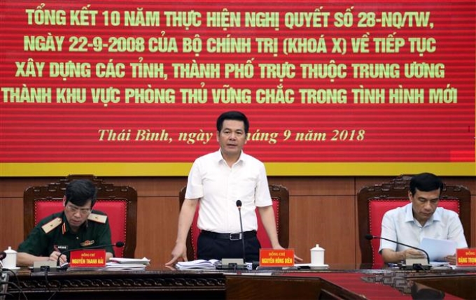 Ủy viên Trung ương Đảng, Bí thư Tỉnh ủy Thái Bình Nguyễn Hồng Diên kết luận hội nghị.
