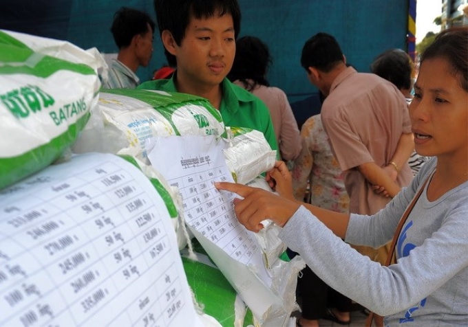 Một đại lý gạo ở PhnomPenh, Campuchia. (Nguồn: AFP/TTXVN)