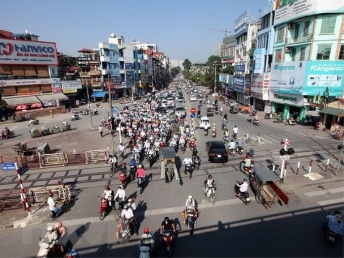 Đoạn đầu đường Trường Chinh-Ngã Tư Vọng thuộc dự án xây dựng đường vành đai 2. (Ảnh: Huy Hùng/TTXVN)