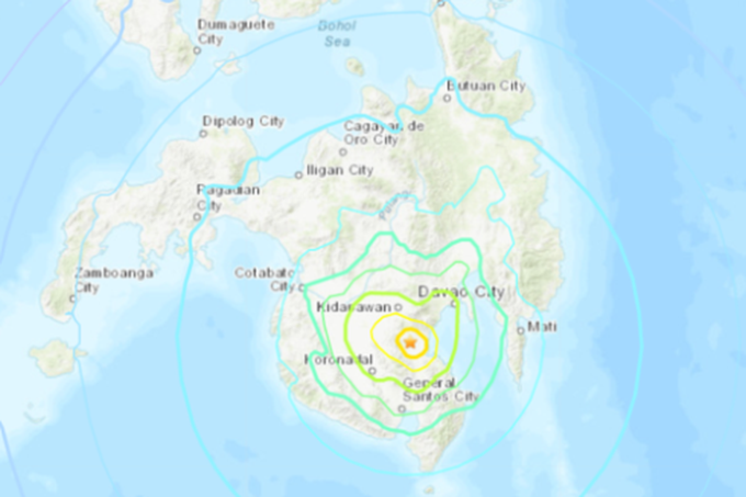 Vị trí trận động đất ở Philippines ngày 15-12  (Ảnh: USGS)