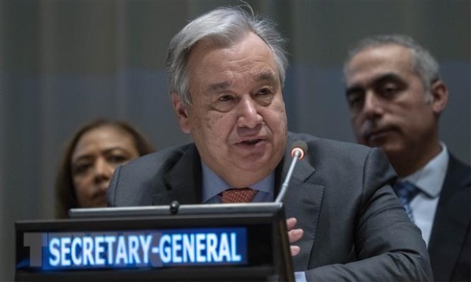 Tổng Thư ký Liên hợp quốc Antonio Guterres tại cuộc họp ở New York, Mỹ. (Nguồn: AFP/TTXVN)