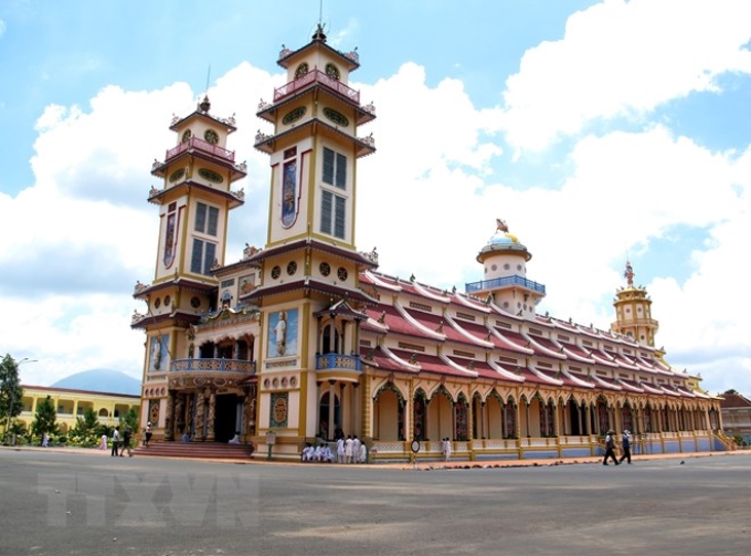 Tòa thánh Cao Đài Tây Ninh thuộc xã Long Thành Bắc (Hòa Thành, Tây Ninh). (Ảnh: TTXVN)