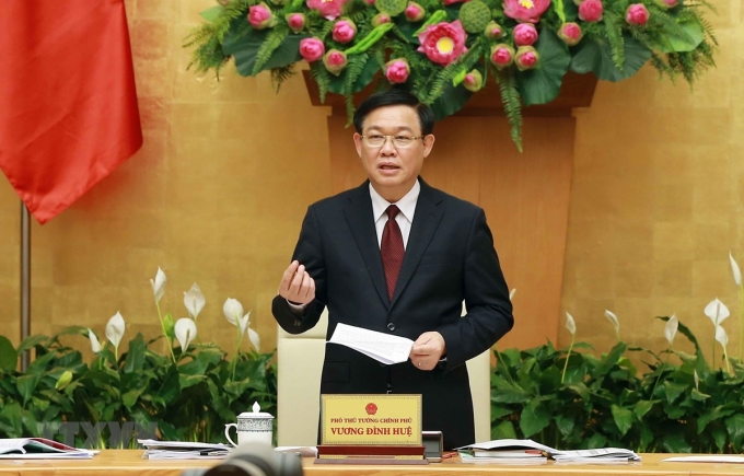 Phó Thủ tướng Vương Đình Huệ, Trưởng ban Chỉ đạo Tổng điều tra dân số và nhà ở Trung ương phát biểu. (Ảnh: TTXVN)