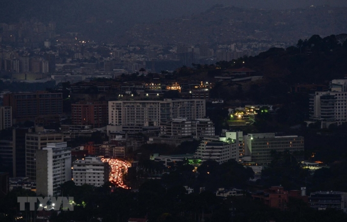 Cảnh mất điện tại Caracas, Venezuela, ngày 9/3/2019. (Ảnh: AFP/TTXVN)