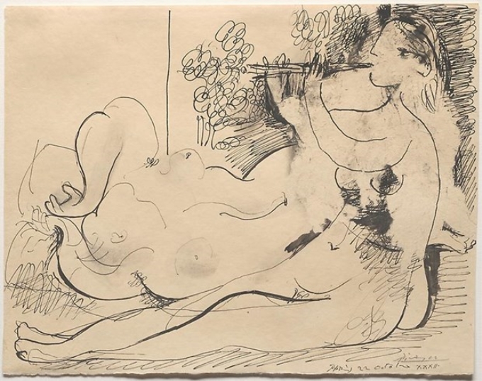 Bức tranh 'Flute Player and Reclining Nude.' (Nguồn: artic.edu)