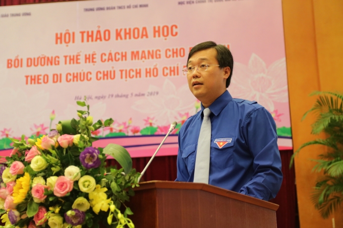 Đồng chí Lê Quốc Phong, Bí thư thứ nhất Trung ương Đoàn phát biểu kết luận buổi hội thảo (Ảnh: TA)