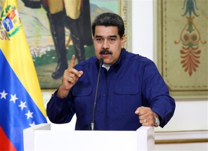 Tổng thống Venezuela Nicolas Maduro phát biểu tại cuộc họp báo ở Caracas ngày 11/3/2019. (Ảnh: AFP/TTXVN)