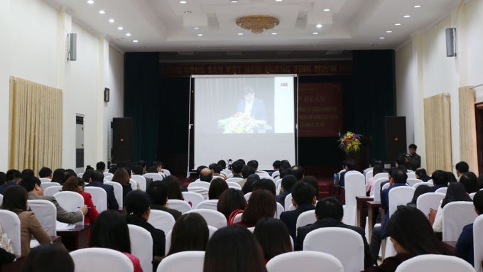 Quang cảnh buổi tập huấn tại điểm cầu Phú Thọ hội nghị trực tuyến tập huấn 6 chương trình bồi dưỡng lý luận chính trị và nghiệp vụ công tác đoàn thể năm 2018 do Ban Tuyên giáo Trung ương tổ chức vào tháng 12-2018.