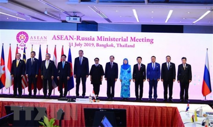 Các Bộ trưởng Ngoại giao ASEAN-Nga chụp ảnh chung. (Ảnh: TTXVN)