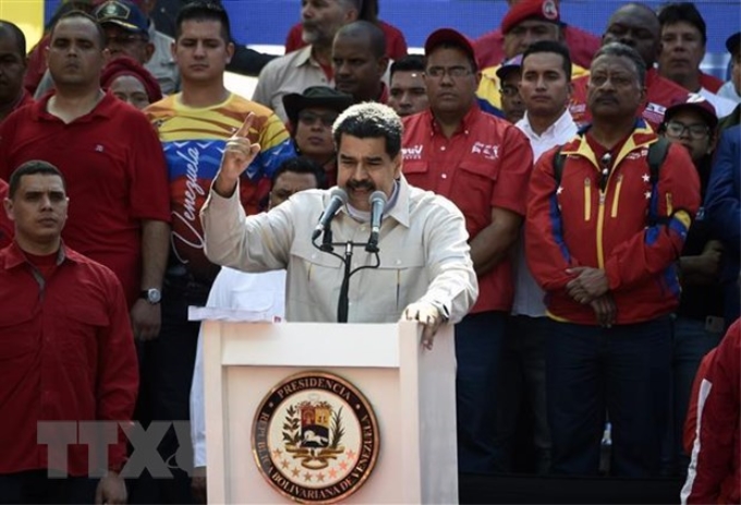 Tổng thống Venezuela Nicolas Maduro phát biểu trước những người ủng hộ ở thủ đô Caracas ngày 6/4/2019. (Ảnh: AFP/TTXVN)