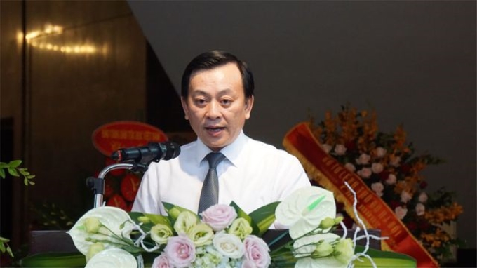Giám đốc Bảo tàng Hồ Chí Minh Vũ Mạnh Hà phát biểu tại buổi lễ. (Ảnh: TA)