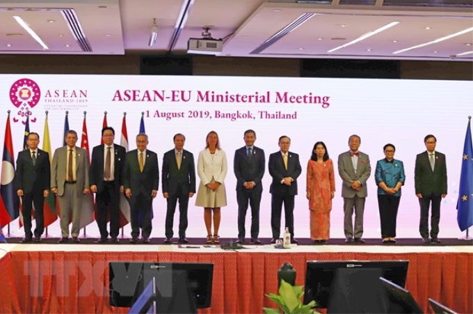 Các Bộ trưởng ASEAN-EU. (Ảnh: Hữu Kiên/TTXVN)