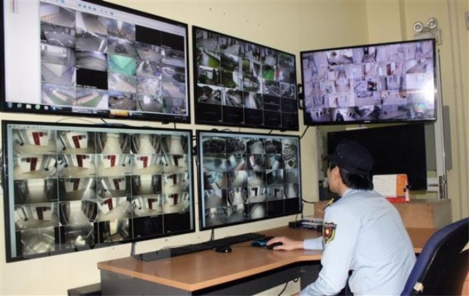 Mô hình theo dõi, giám sát các hoạt động toàn khu vực với ứng dụng Hệ thống giám sát điều hành Công viên Phần mềm Quang Trung. (Ảnh: Tiến Lực/TTXVN)