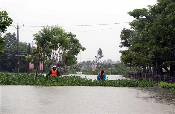 Mưa lũ gây ngập lụt ở Hà Tĩnh. (Ảnh: Công Tường/TTXVN)