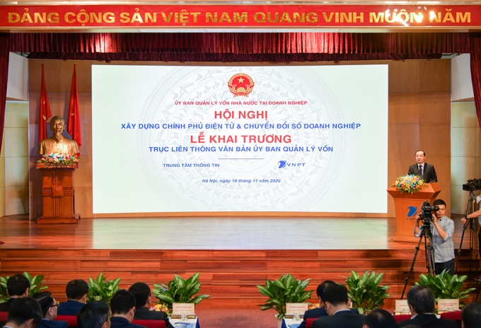 Chủ tịch Ủy ban Quản lý vốn nhà nước tại doanh nghiệp Nguyễn Hoàng Anh phát biểu khai mạc Hội nghị