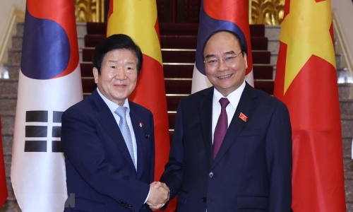 Thủ tướng Nguyễn Xuân Phúc tiếp Chủ tịch Quốc hội Hàn Quốc