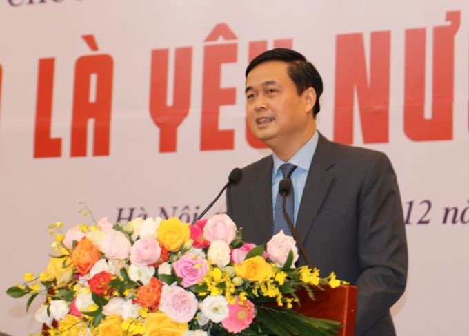 Đồng chí Phạm Huy Giang phát biểu tại buổi gặp mặt.