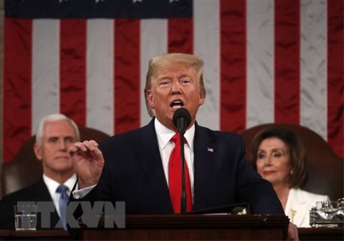 Tổng thống Mỹ Donald Trump đọc Thông điệp Liên bang tại Washington, DC, ngày 4/2/2020. (Ảnh: AFP/TTXVN)