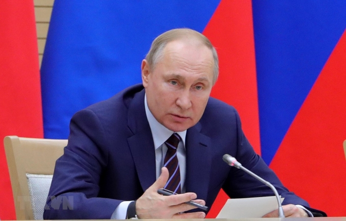 Tổng thống Nga Vladimir Putin phát biểu tại cuộc họp ở Moskva ngày 16/1/2020. (Ảnh: AFP/TTXVN)