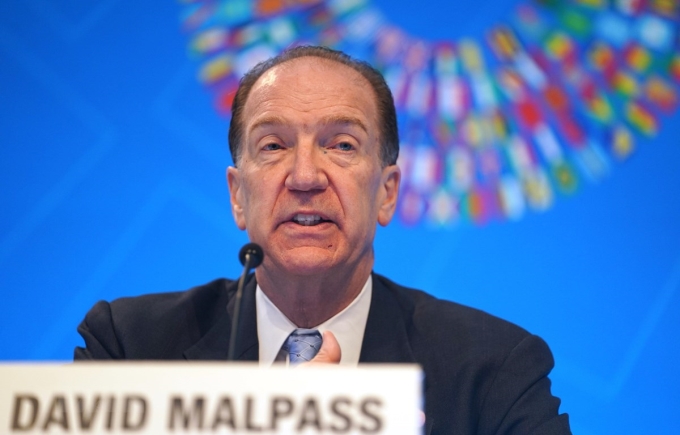 Chủ tịch WB David Malpass trong cuộc họp báo tại Washington D.C., Mỹ. (Ảnh: THX/TTXVN)