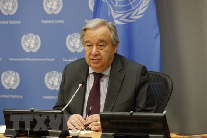 Tổng Thư ký Liên hợp quốc Antonio Guterres phát biểu trong một cuộc họp báo tại New York, Mỹ, ngày 10/3/2020. (Nguồn: THX/TTXVN)