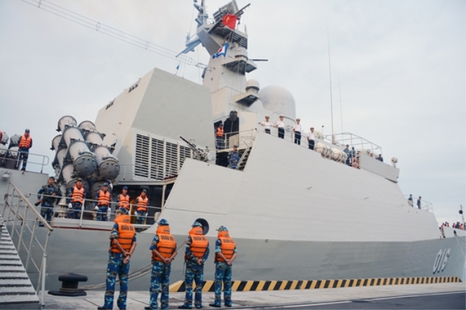 Tàu hộ vệ tên lửa Gepard 016-Quang Trung trước giờ rời cảng thực hiện chuyến thăm xã giao Liên bang Nga tháng 7-2019. Ảnh: Phúc Thắng.