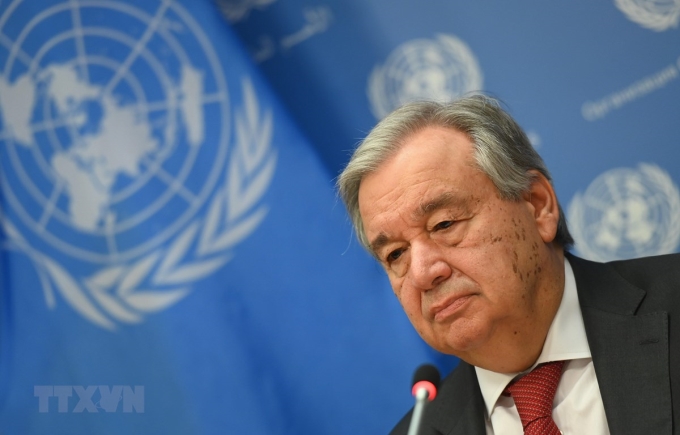 Tổng thư ký Liên hợp quốc Antonio Guterres phát biểu tại trụ sở ở New York, Mỹ. (Ảnh: AFP/TTXVN)