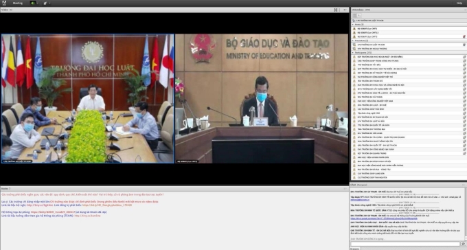 Lần đầu tiên Bộ GD&ĐT tổ chức hội nghị trực tuyến thu hút điểm cầu nhiều nhất. Ảnh: LV.