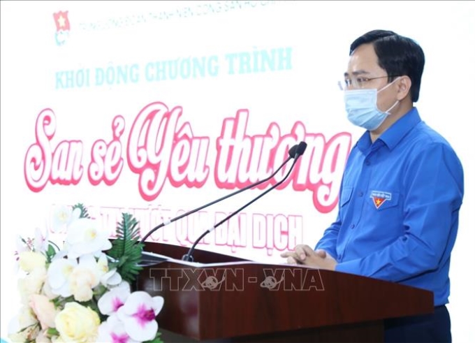 Đồng chí Nguyễn Anh Tuấn, Bí thư Thường trực Trung ương Đoàn, Chủ tịch Trung ương Hội Liên hiệp Thanh niên Việt Nam phát biểu.