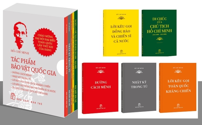 Bộ sách "Hồ Chí Minh - Tác phẩm Bảo vật quốc gia" ra mắt nhân dịp Quốc khánh 2/9. Ảnh:  CTV